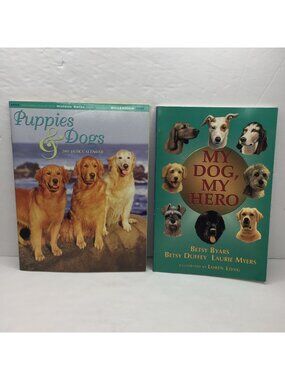 Vintage Set 2 Puppies Dogs 2001 Desk Calendar My Dog My Hero Book Byars Duffey